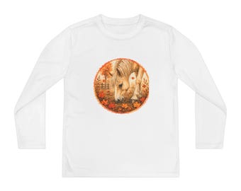 Youth Autumn Horse Long Sleeve Shirt | Cozy Fall Horse Lover Tee