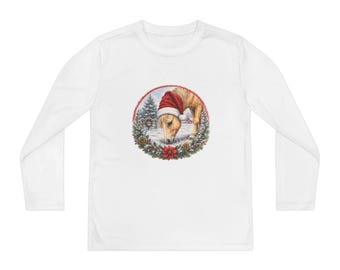 Holiday Horse Long Sleeve Tee | Christmas Horse Wreath