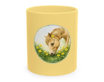 Spring Horse Mug | Wildflower Coffee Mug | Horse Lover Gift | Farmhouse Coffee Cup | Floral Equestrian Mug