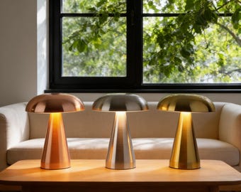 Abajur de mesa LED em formato de cogumelo | Abajur de cabeceira | Luz ambiente aconchegante para sala de jantar | Luminária noturna decorativa em tons quentes, presente perfeito.