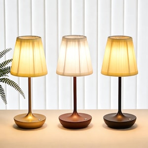 Vintage Stoff Tischlampe, wiederaufladbare Nachttischlampe, Retro Schreibtischlampe, gemütliche Schlafzimmer Beleuchtung, Esszimmer Dekor Lampe