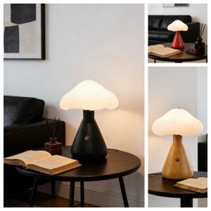 Mushroom Table Lamp USB Rechargeable | Cozy Bedside Night Light | Aesthetic Ambient Lamp for Bedroom Dorm | Handmade Vintage Glow Decor Gift