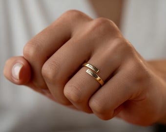 Personalized Titanium Steel Ring, Custom Engraved Band, Minimalist Stacking Jewelry