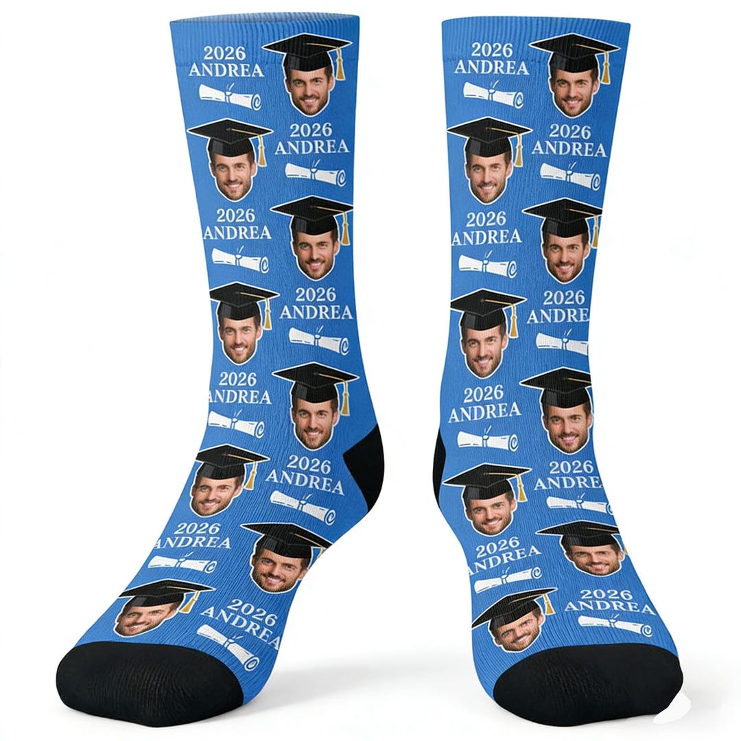 Custom Graduation Face Socks, Personalized Grad Photo Socks, Class of ...