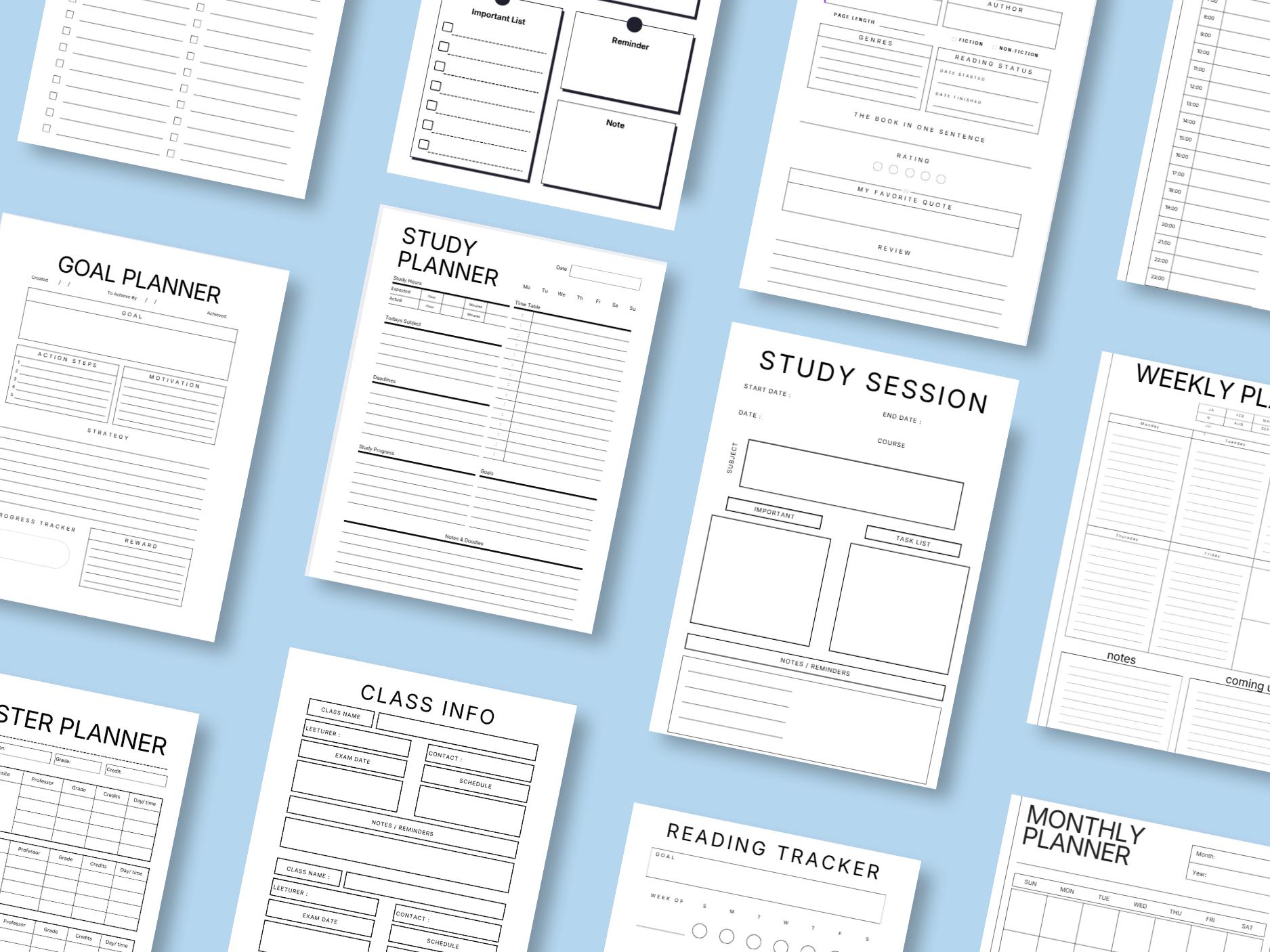 Printable Study Planner Digital PDF Student Planner Academic Planner ...