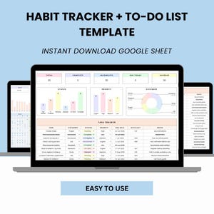Studentproduktivitetsspårare Google Sheets Vanespårare Att göra-lista Mall Uppgiftsorganisatör Digital nedladdning
