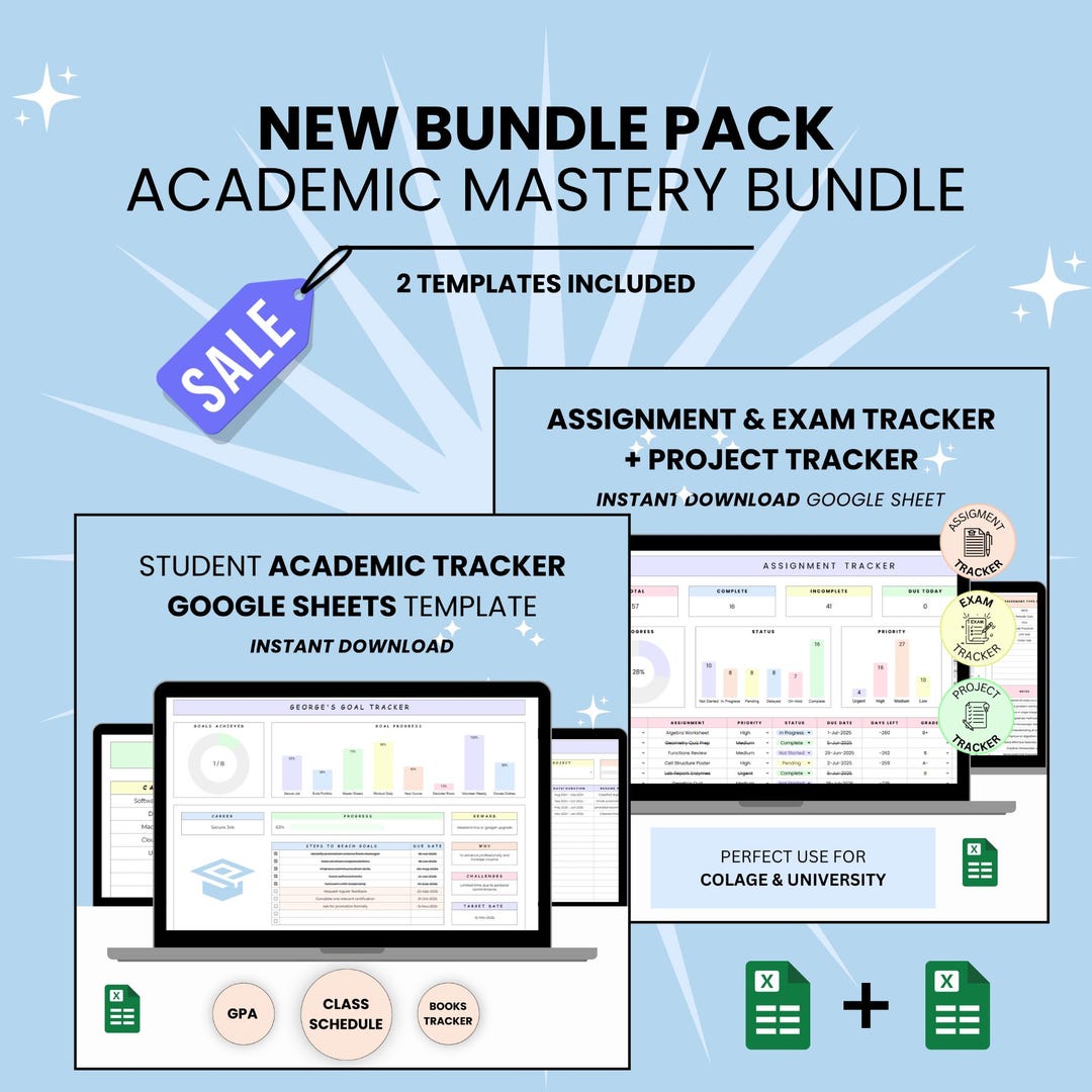 Student Academic Bundle Google Sheets Templates Assignment Tracker Exam ...
