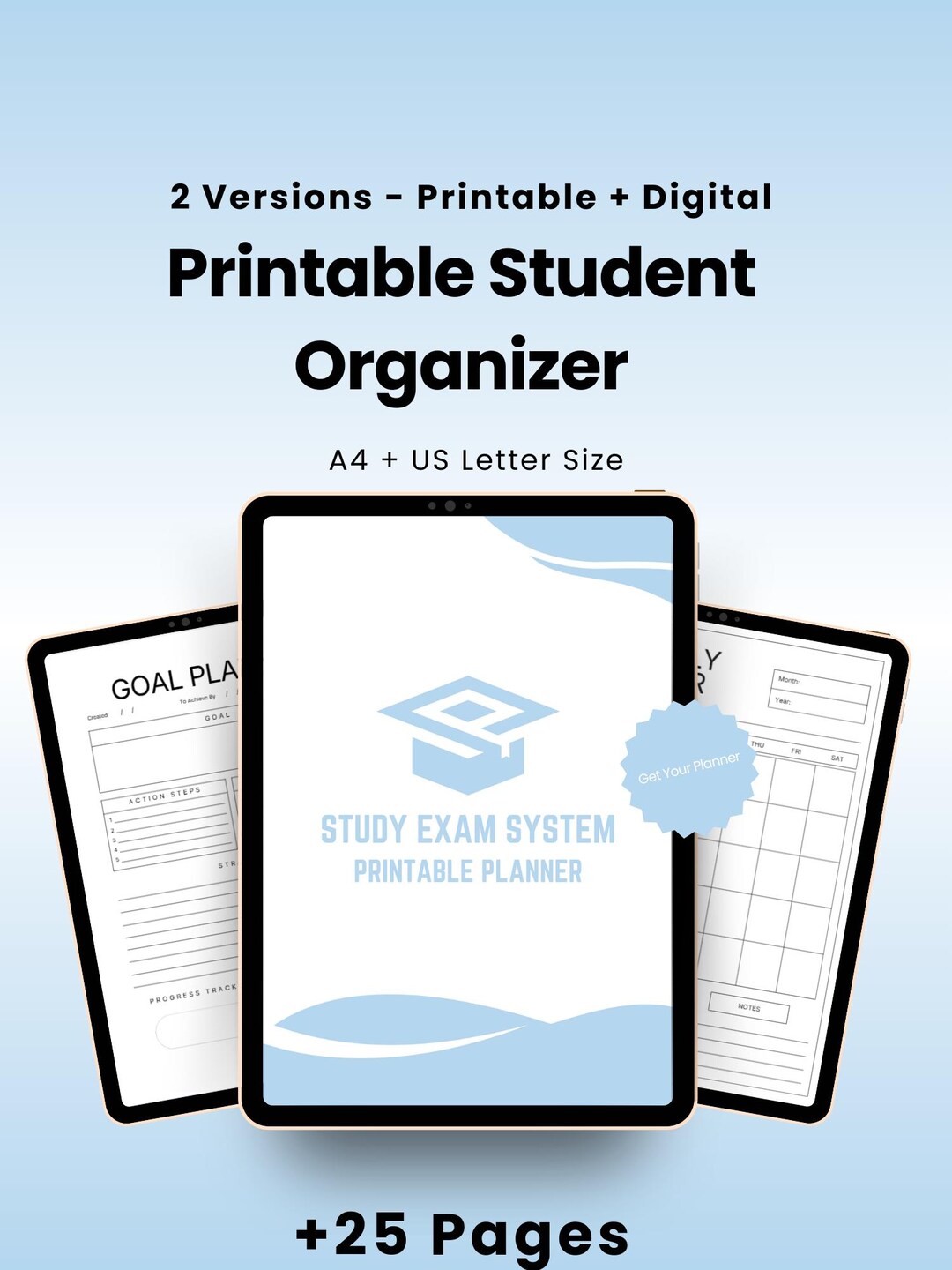 Printable Student Organizer Digital PDF Study Planner Academic ...