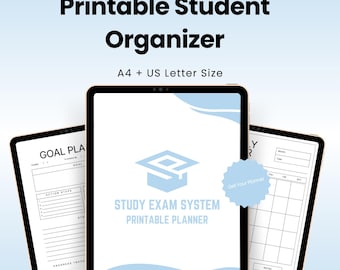 Organizador estudiantil imprimible en formato PDF digital. Planificador de estudio académico. Plantilla para estudios universitarios en formato A4 (carta estadounidense). Descarga instantánea.