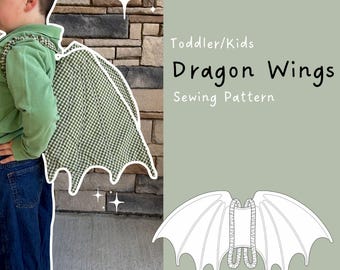 Dragon Wings Sewing Pattern fro Toddler/Kids, Including PDF Print at Home Files, Projector File, & Video Tutorials