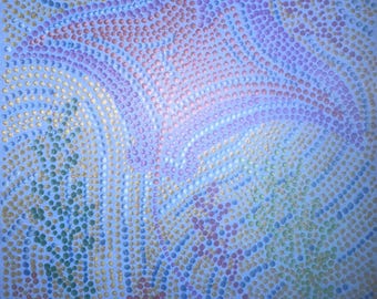 Dipinto originale in stile aborigeno a puntini - Disegno di una manta/razza