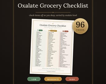 Oxalate Grocery Checklist Printable | Kidney Stone Diet Shopping List (PDF)