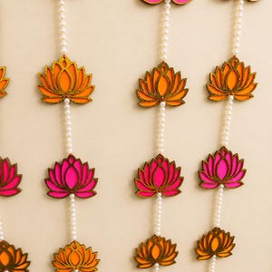 MDF Lotus Pearl Wall Hanging, Handmade Lotus Garland, Indian Festive Door Decor, Diwali Decor, Pooja Backdrop, Wedding Decoration