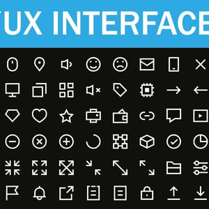 Conjunto de más de 100 iconos de interfaz de usuario/experiencia de usuario (UI/UX), paquete de iconos para diseño de aplicaciones, paquete de vectores SVG.