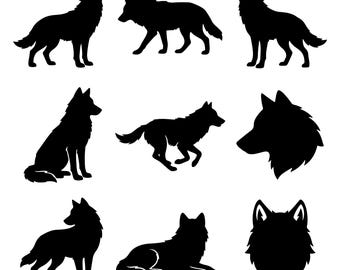 Wolf SVG Bundle, Howling Wolf Silhouette Cut Files for Cricut, Wildlife Decor