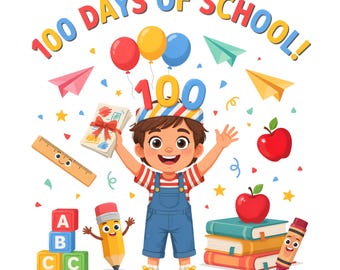 Clipart 100 jours d'école | Illustration étudiante | Célébration en classe | Imprimable