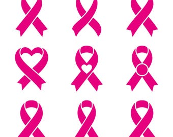 Pink Ribbon SVG Bundle, Breast Cancer Awareness Clipart, Survivor Cut File, Cricut