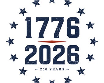 Vintage America 250th Anniversary PNG, 1776-2026 Betsy Ross Star Design (Digital Download)
