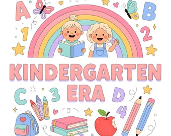 L'ère de la maternelle PNG | Design de chemise pour la rentrée scolaire pour enfants | Clipart sublimation de l'an 2000
