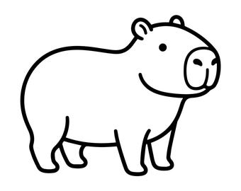 Capybara SVG, Animal Coloring Page Cut File, Cricut Silhouette Download