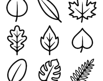 Leaf Outline Svg Bundle, Leaves Png Dxf Eps Pdf, Cricut Laser Engrave Cut Files