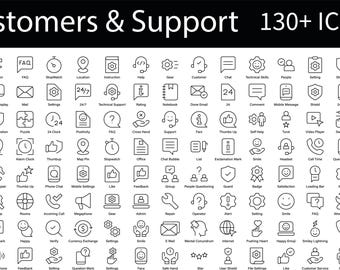 130+ Customer Support Icons Set, Help Service Icon Bundle, SVG Vector Pack