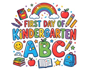 Kindergarten ABC PNG | First Day School Design | Kids Shirt Sublimation