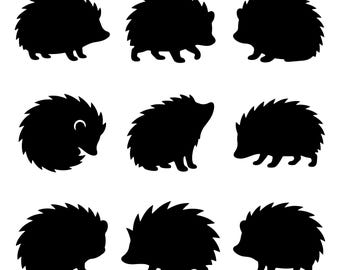 Hedgehog SVG Bundle, Animal Silhouette Cut Files for Cricut, Woodland Decor
