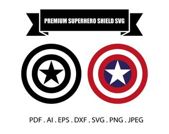 Pacote de arquivos SVG com escudo de super-herói, emblema patriótico de estrela, arquivos de corte para Cricut (download digital)