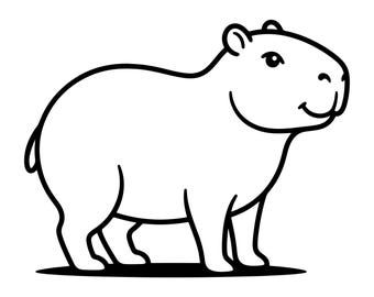 Capybara SVG, Coloring Page Clipart, Kids Animal Cut File, Cricut Download