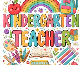 Kindergarten Teacher PNG, Retro Groovy Sublimation Design for T-Shirts, Teacher Shirt Clipart, Digital Download