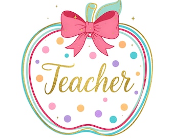 Preppy Teacher Apple PNG | Coquette Back to School | First Day Shirt