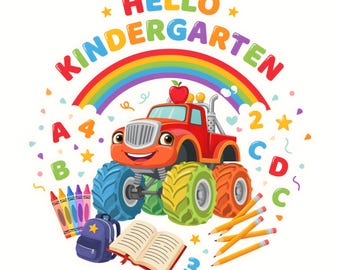 Bonjour, la chemise Monster Truck de la maternelle PNG | Conception de la rentrée scolaire pour les enfants