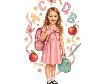 Coquette maternelle PNG | Clipart rose | Illustration du premier jour | Retour à l'école Kawaii