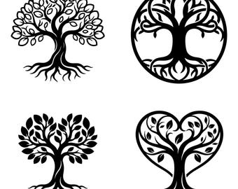 Tree of Life SVG Bundle, Family Roots Clipart, Wall Art Cut File, Cricut