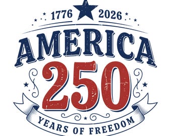 América 250 Anos PNG, Gráfico Retrô Americano EUA 250º Aniversário Patriótico 1776-2026