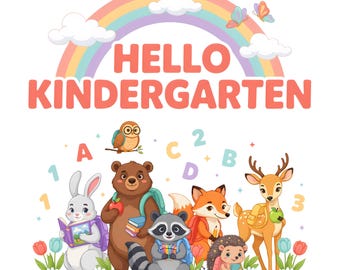 Bonjour les animaux de la forêt de la maternelle PNG | Conception de chemise pour enfants pour la rentrée des classes