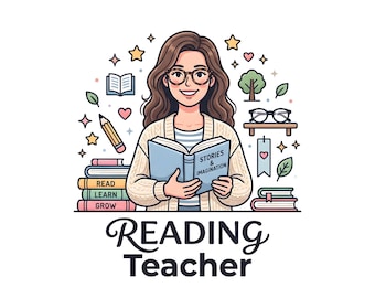 Reading Educator PNG | Female Teacher Design | Classroom Gift | Sublimation File | Instant Download