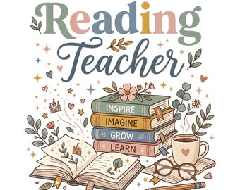Reading Teacher PNG | Boho Classroom Design | Teacher Sublimation | Instant Download