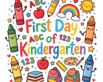 Kindergarten Crayon PNG | First Day School Shirt Design | Back to School Clipart
