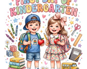 Kindergarten Boy Girl PNG | First Day of School Back to School Design