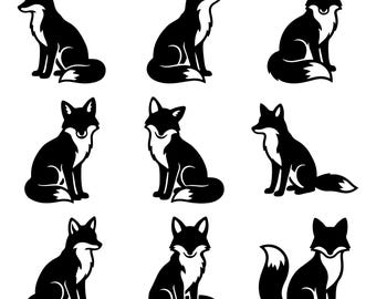 Fox SVG Bundle, Sitting Fox Silhouette Cut Files for Cricut, Woodland Decor