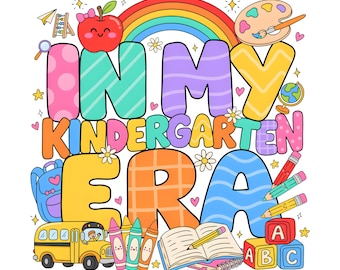 In My Kindergarten Era PNG, Retro School Design, First Day Shirt Graphic Download
