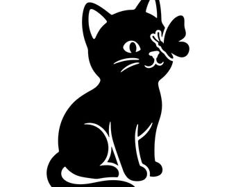 Kitten SVG, Cat Butterfly Cut File for Cricut, Nursery Decor