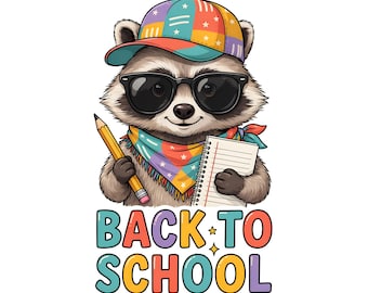 Boy Back to School PNG | Raccoon First Day School Shirt Design