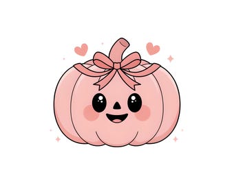 Abóbora rosa PNG | Clipart kawaii de Halloween | Laço rosa da conscientização