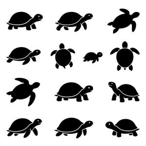 Sköldpadda Silhuett SVG Bundle, Havssköldpadda Clipart, Sköldpadda Cut File, PNG