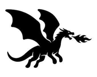 Fire Breathing Dragon SVG, Fantasy Line Art Cut File for Cricut