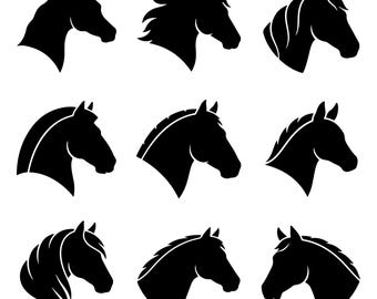 Horse Head Silhouette SVG, Equestrian Clipart, Farmhouse Cut File, Cricut Download