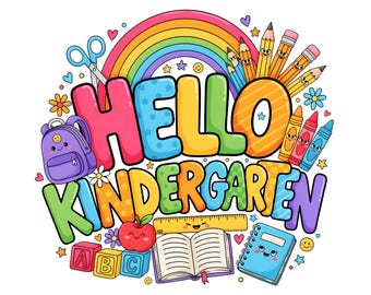 Hello Kindergarten PNG, First Day School Design, Student Shirt Download